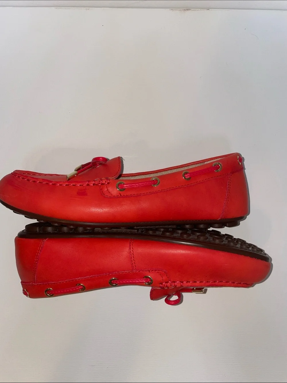 LN Vionic Orange Comfy Leather Driving Mocs - Sz 9